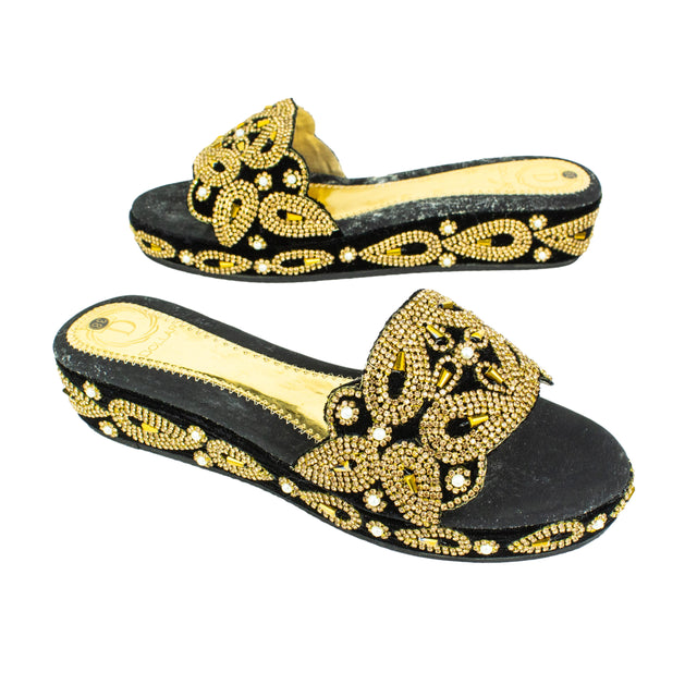 Handcrafted Gold Wedge Sandals