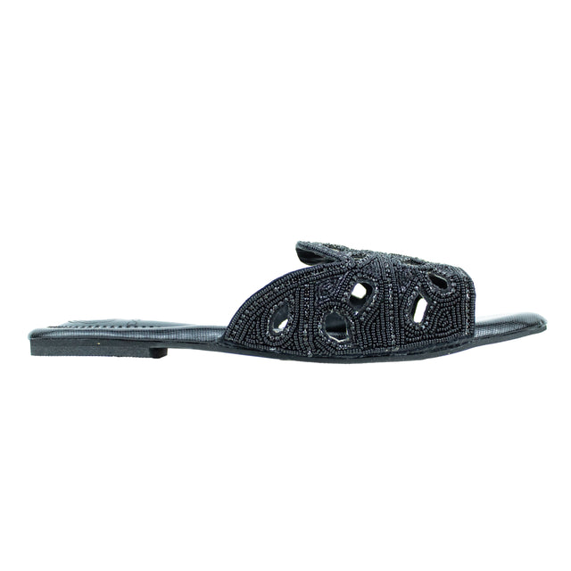 Bold Black Flat Slippers