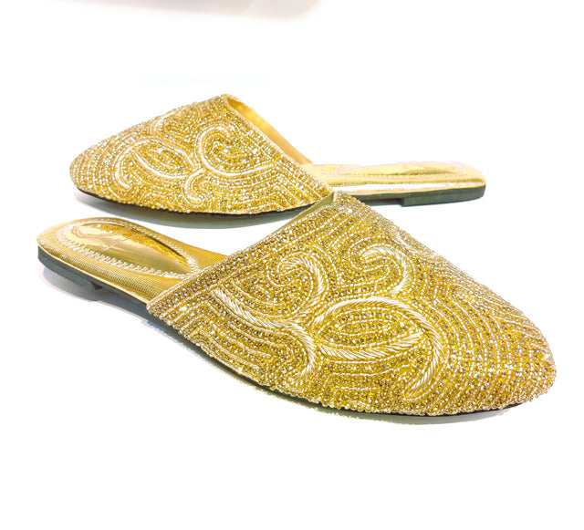 Refined Gold Flat Slippers