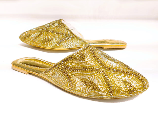 Opulent Gold Flat Slippers