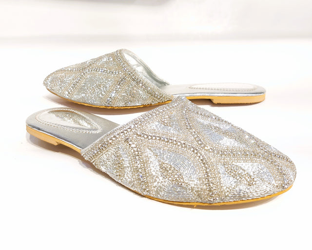Iconic-fit Silver Flat Slippers
