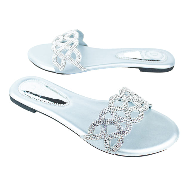 Iconic-fit Silver Flat Slippers