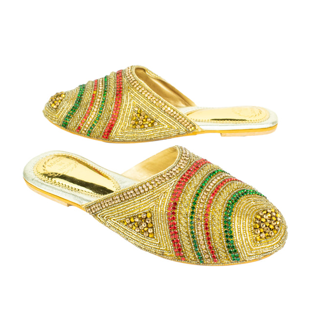 Edgy Black Multicolour Flat Slippers