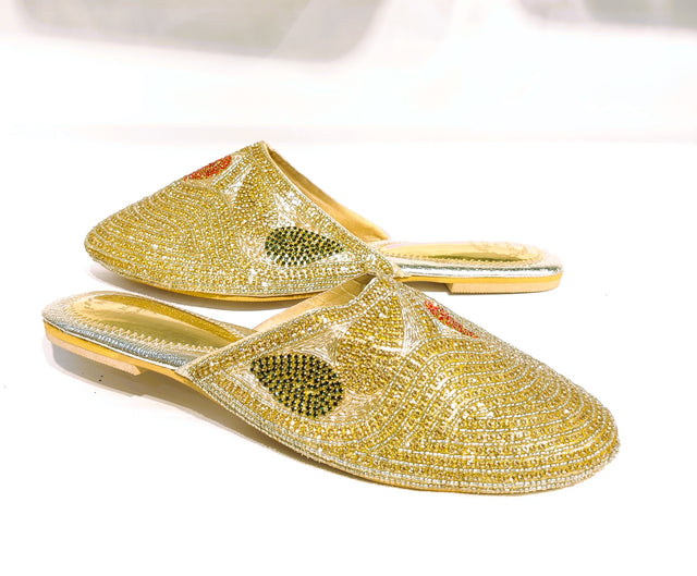 Polished Antique Multicolour Flat Slippers