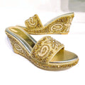 Handcrafted Gold Wedge Sandals