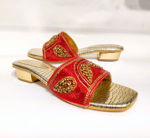 Handcrafted Red Pencil Heel Sandals
