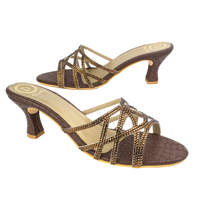 Maha Couture-inspired Brown Pencil Heel Sandals