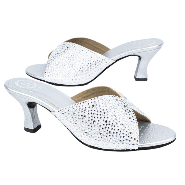Glamorous Silver Pencil Heel Sandals