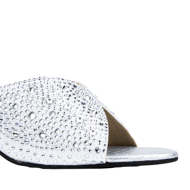 Glamorous Silver Pencil Heel Sandals
