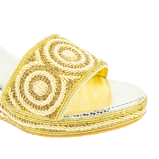 Handcrafted Gold Wedge Sandals