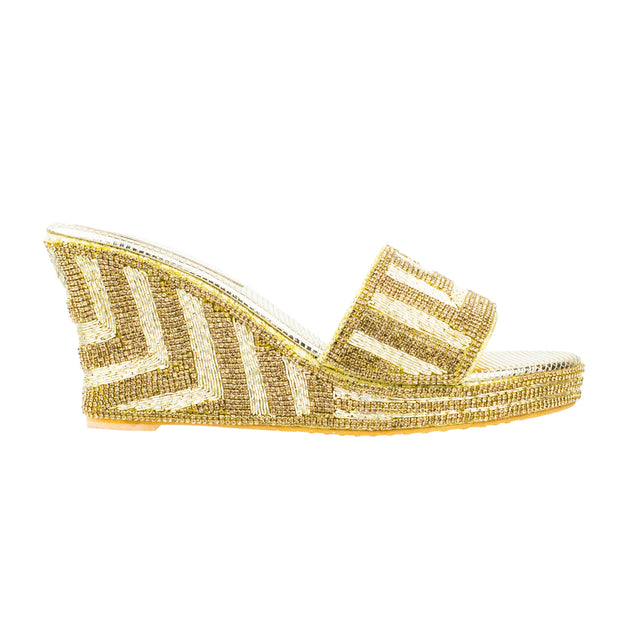 Handcrafted Gold Wedge Sandals