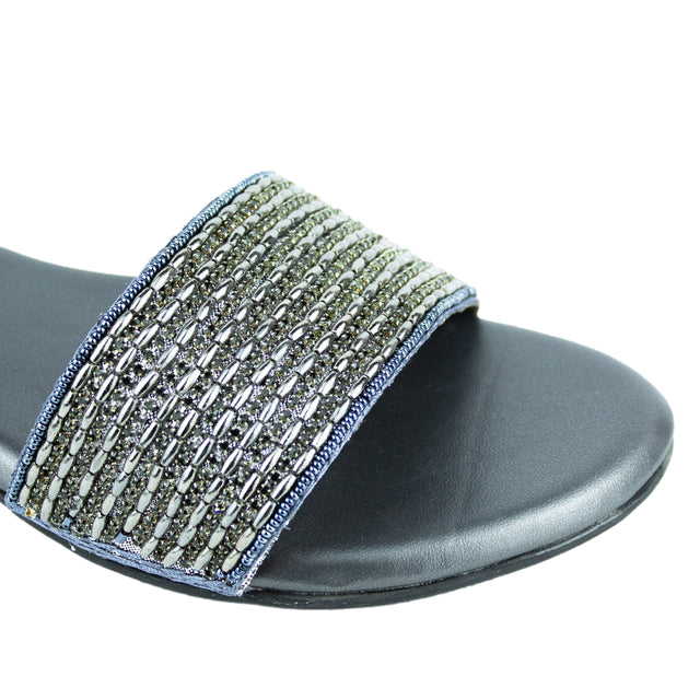Handcrafted Grey Flat Sandals with Open Toe