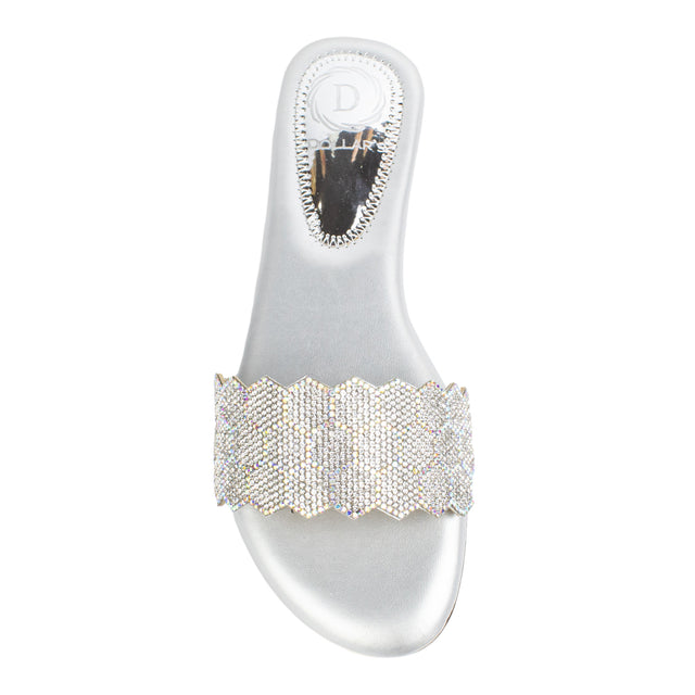 Polished Silver Flat Slippers