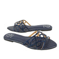 Handcrafted Navy Blue Flat Slippers