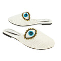 Handcrafted Bantoo White Flat Slippers