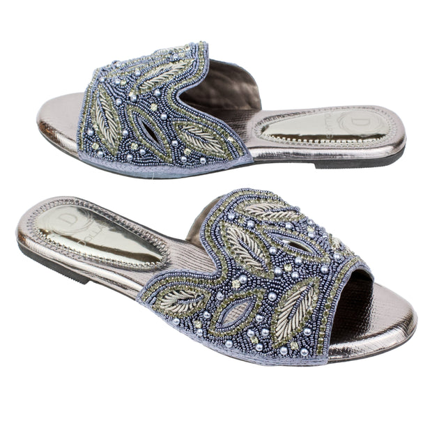 Grey Flat Natural Design Slippers | S214F-GR