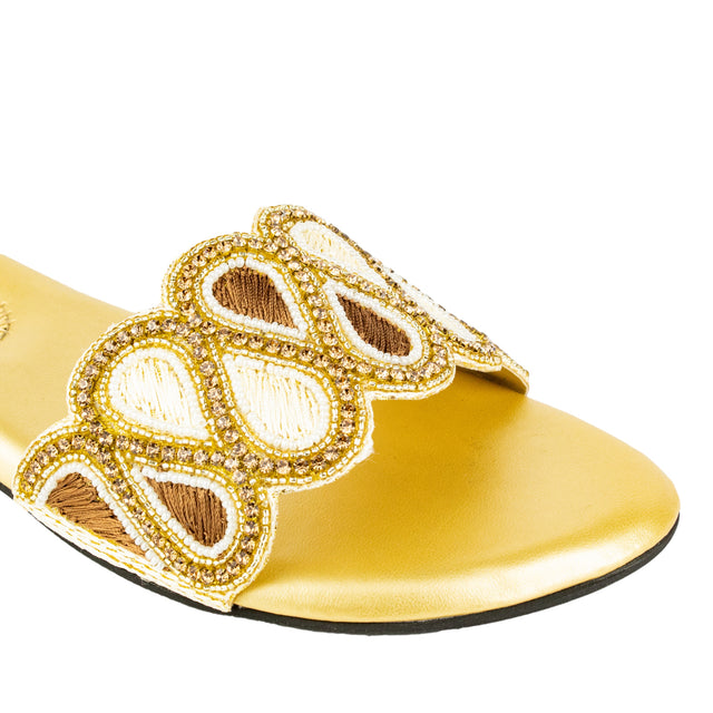 Glamorous Gold Flat Slippers