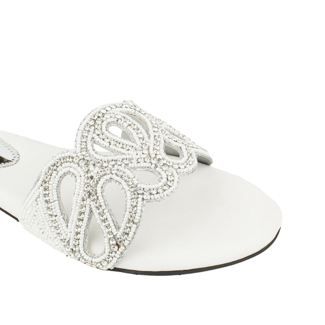 Captivating White Flat Slippers