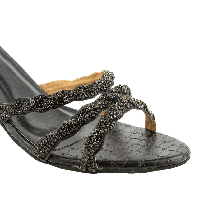 Couture-inspired Black Pencil Heel Sandals