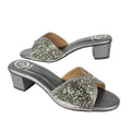 Polished Grey Block Heel Sandals