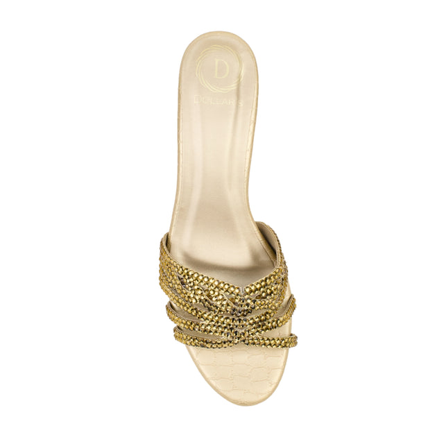 Gold 3" Elegant Flared Heels