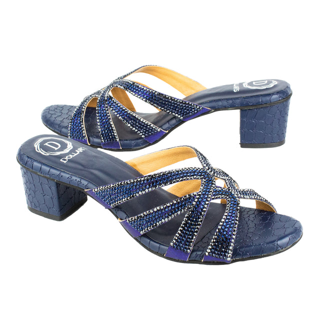 Nahla Versatile Navy Blue Block Heel Sandals