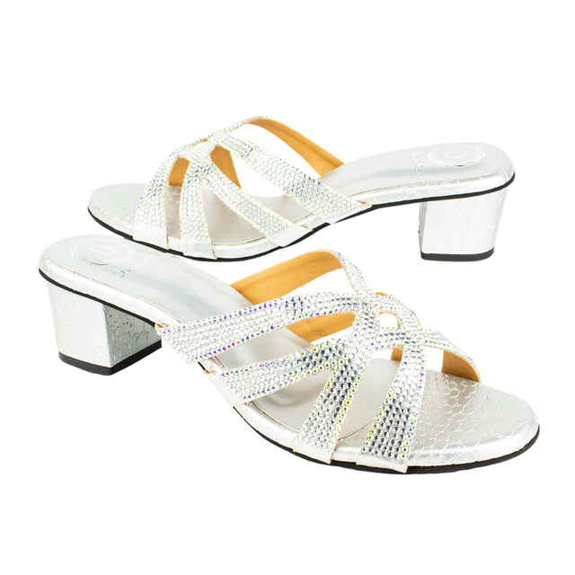 Nahla Versatile Silver Block Heel Sandals