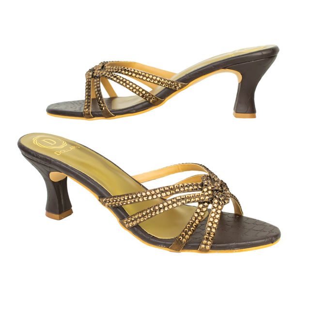Nawal Weekend-ready Brown Pencil Heel Sandals