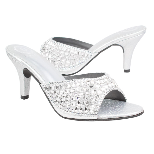 Silver 3in Stiletto Heel Brilliant Sandals | S250H-S