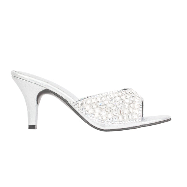 Silver 3in Stiletto Heel Brilliant Sandals | S250H-S