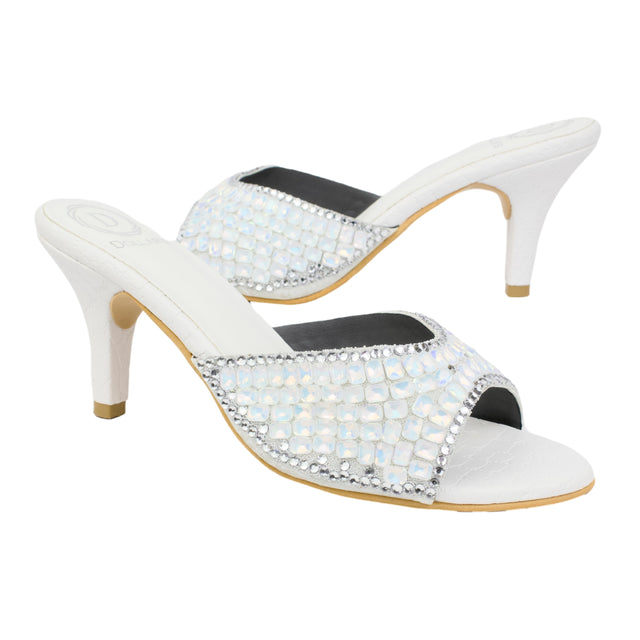 White 3in Stiletto Heel Brilliant Sandals | S250H-W
