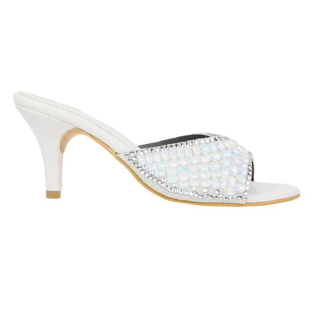 White 3in Stiletto Heel Brilliant Sandals | S250H-W