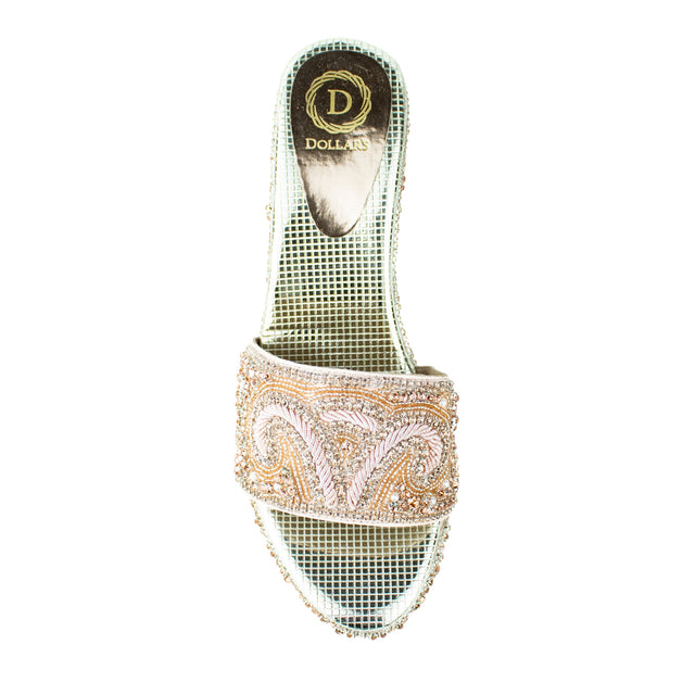 Rose Crystal Embellished Elegant Heel sandals Handcrafted Wedge