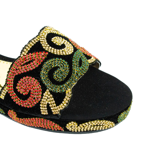 Handcrafted Gold Multicolour Wedge Sandals