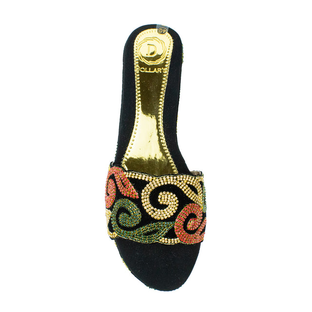 Handcrafted Gold Multicolour Wedge Sandals
