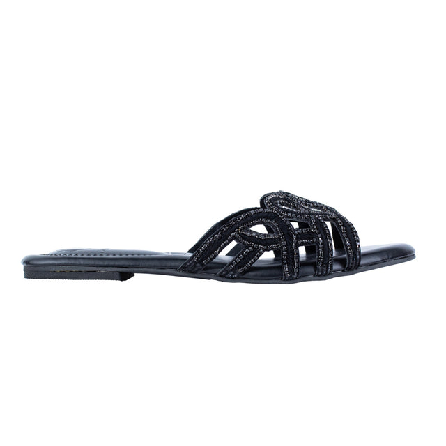Elevated Black Flat Slippers
