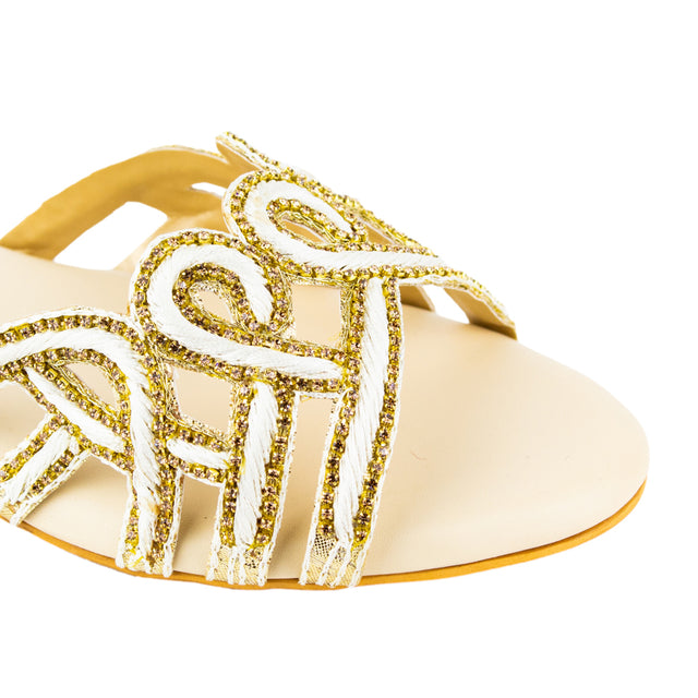 Opulent Cream Flat Slippers