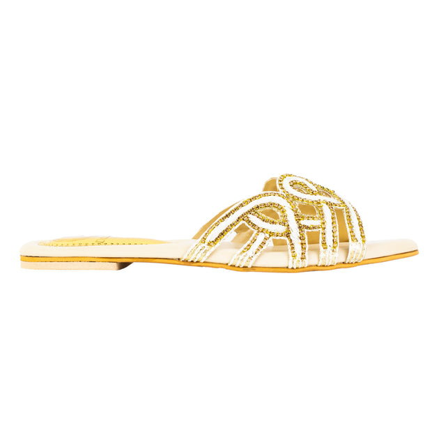 Opulent Cream Flat Slippers