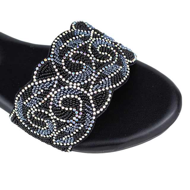 Bold Black Flat Slippers