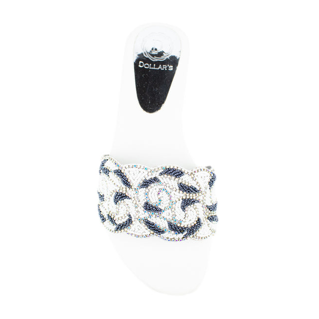 Polished White Flat Slippers