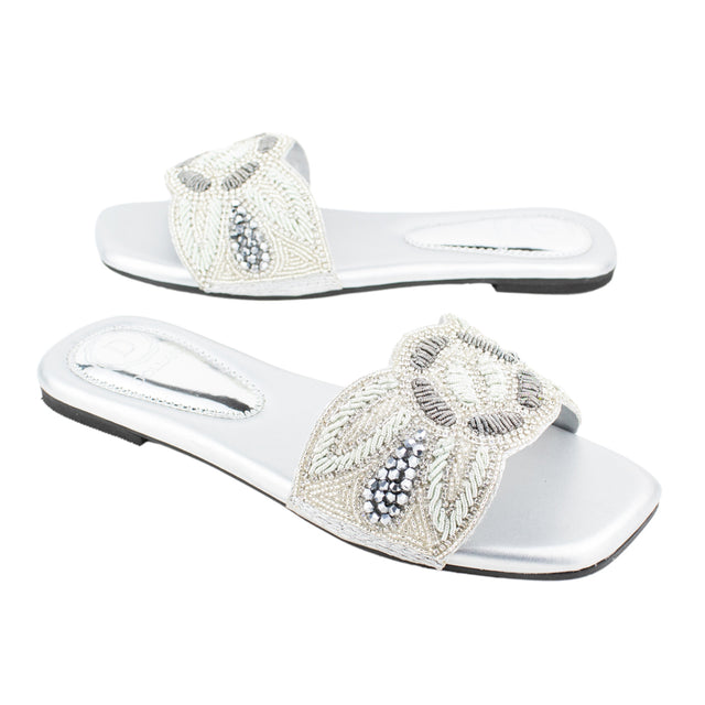 Chic Silver Flat Slippers