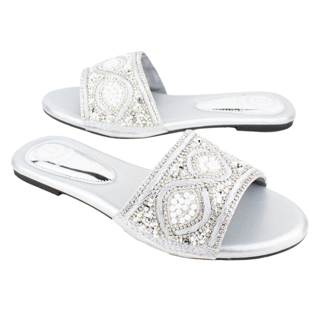 Modern Silver Flat Slippers