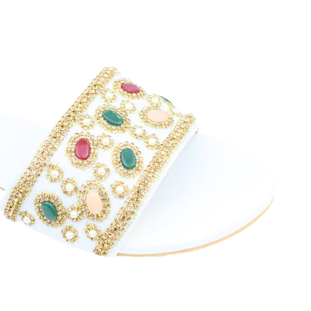 Cream Flat Beaded Flats | S288F-C