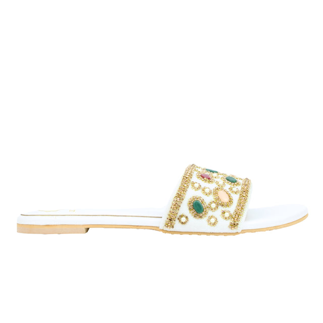 Cream Flat Beaded Flats | S288F-C