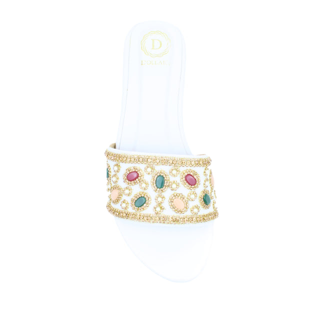 Cream Flat Beaded Flats | S288F-C