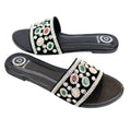 Silver Flat Beaded Slippers | S288F-S