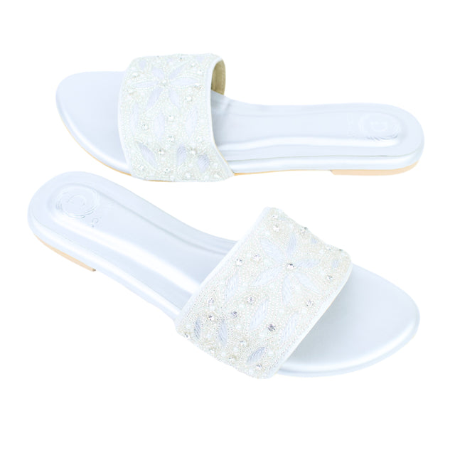 Silver Flat Authentic Slippers | S304F-S