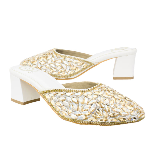 Cream 2in Sculpted Block Heel Glamorous Sandals | S310H-Cream