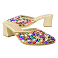 Gold Multi 2in Sculpted Block Heel Glamorous Sandals | S310H-GM