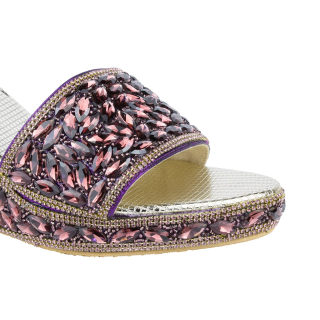 Women Handcrafted Purple Wedge Slippers